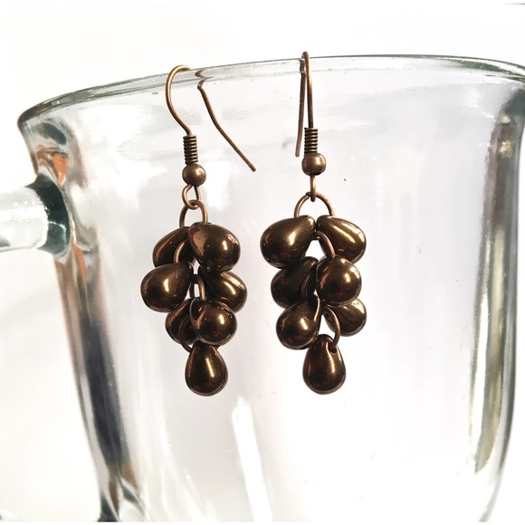 Copper Bronze Metallic Drop Earrings Handmade Jewelry - Picture 1 of 1